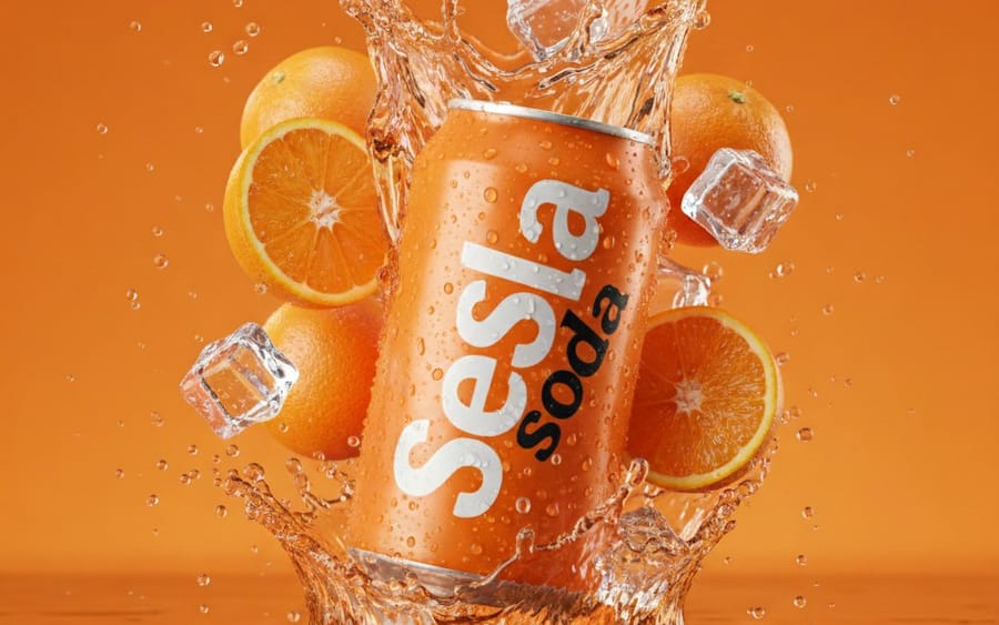 Hyper-Realistic Soda Can Splash Commercial Photo