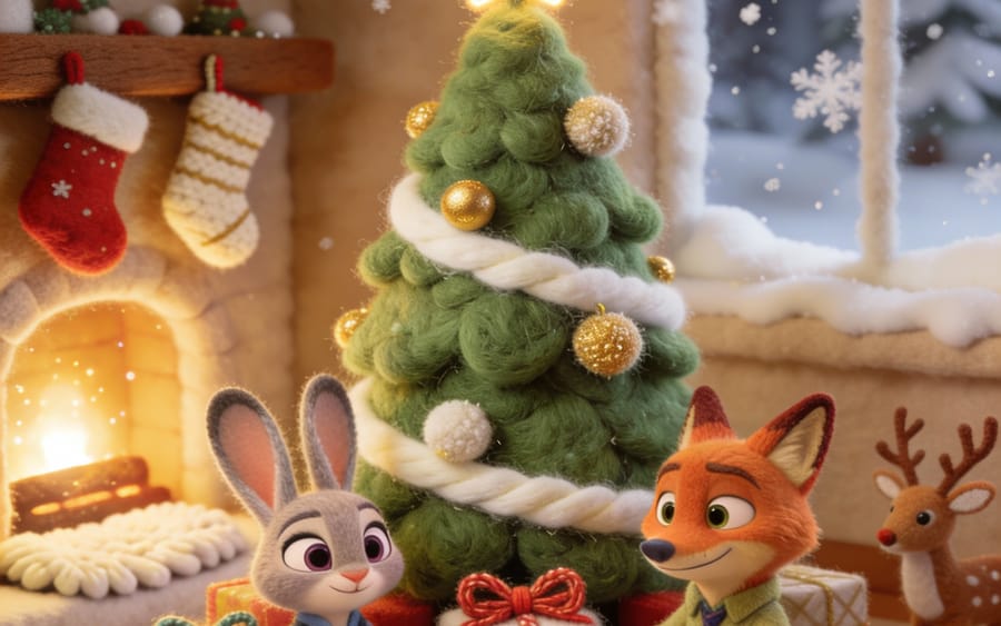 Judy and Nick Felt Christmas Poster