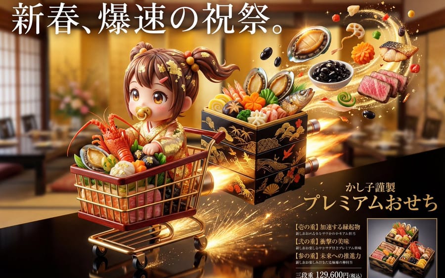 Luxury Osechi (New Year's Food) Key Visual Generation Prompt
