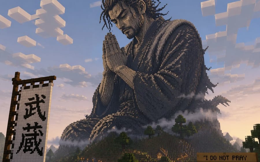 Statua di Musashi in Minecraft