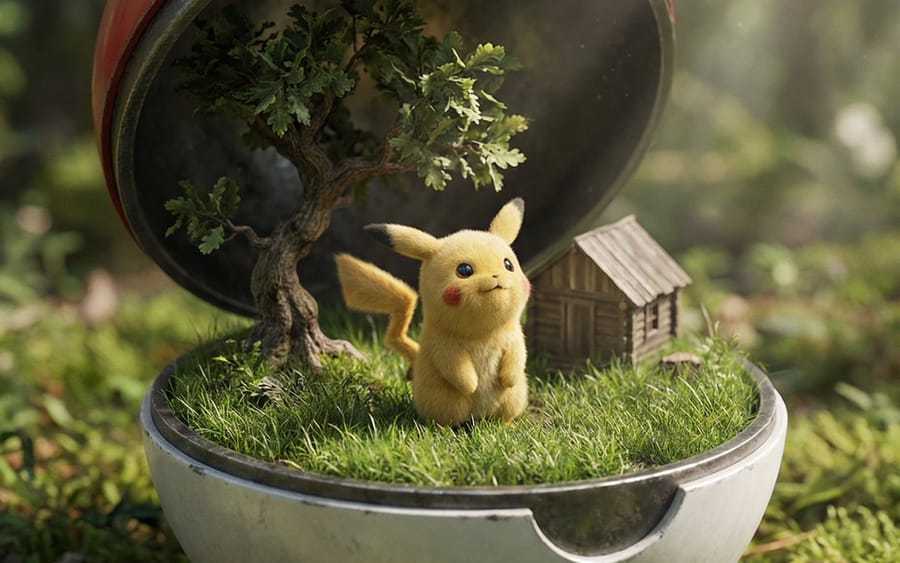 Miniature World Diorama Inside a Sphere