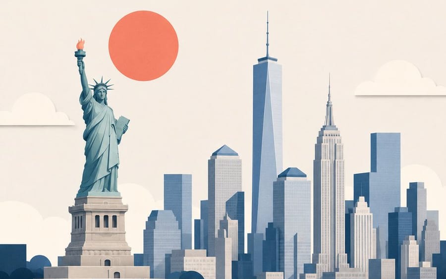 Minimalist Layered Travel Poster Illustration