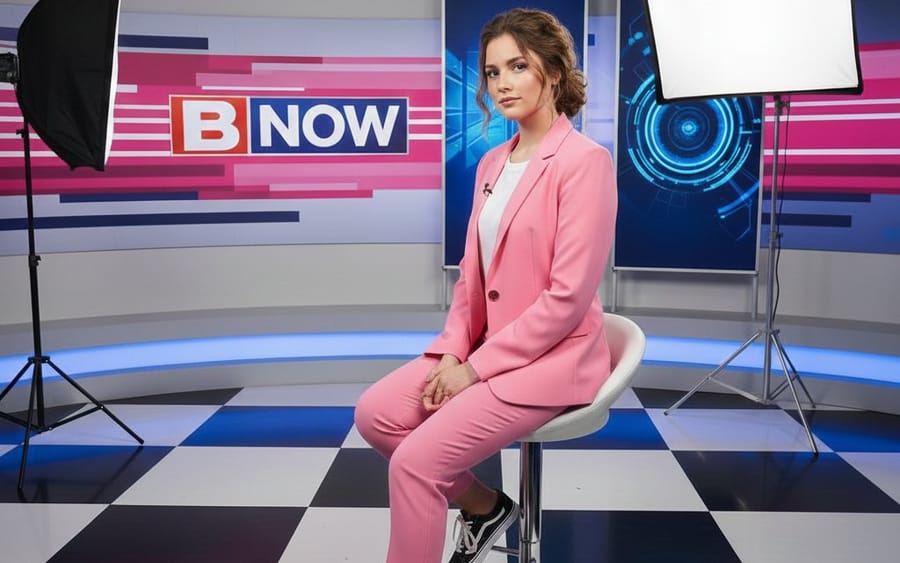 Modern Broadcast Media Aesthetic Portrait