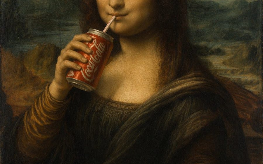 Kola İçen Mona Lisa Yağlı Boya Tablosu