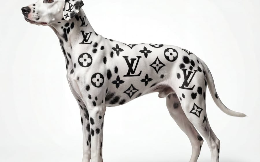 Museum-Quality Animal Portrait with Integrated Luxury Brand Pattern
