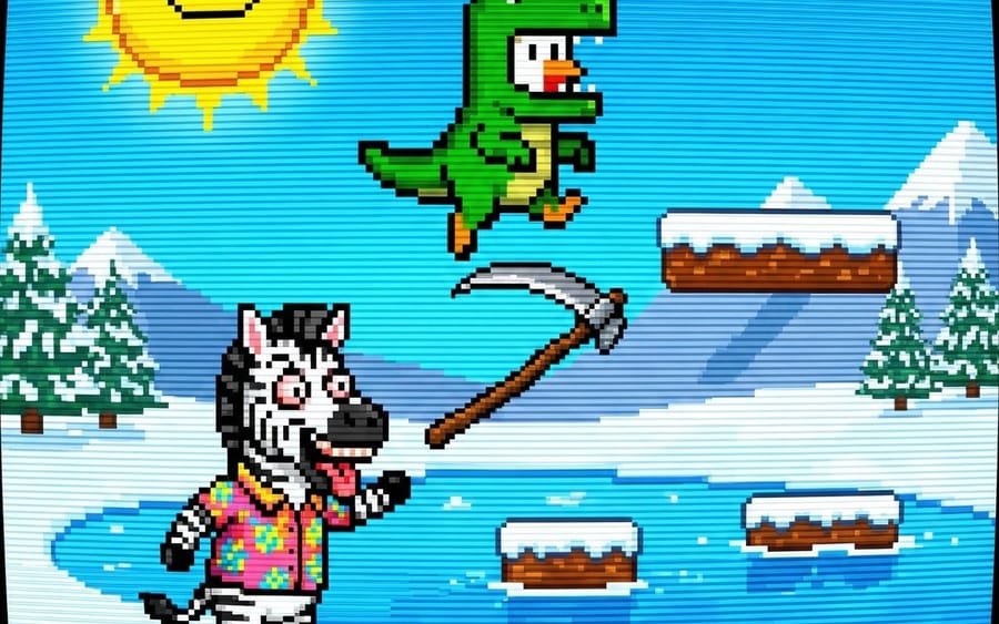 Nano Banana Pro Prompt: Pollo 8-bit in Costume da T-Rex