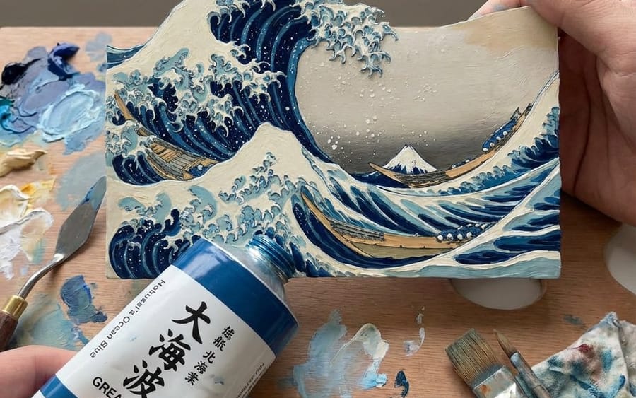 Paint Tube Squeeze: Famous Asian Painting in 3D Relief