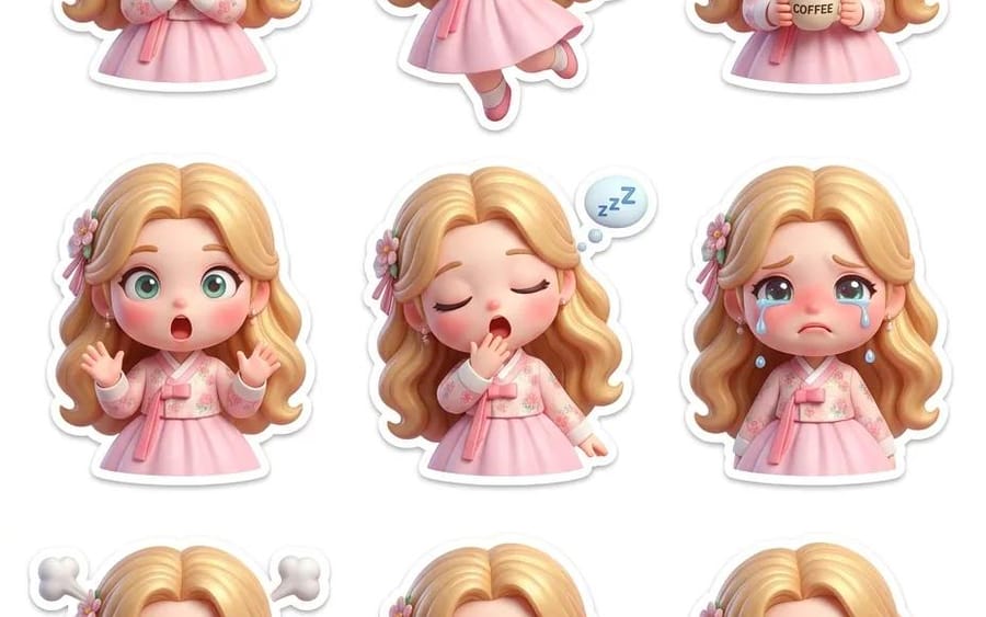 Planche de stickers chibi style Pixar