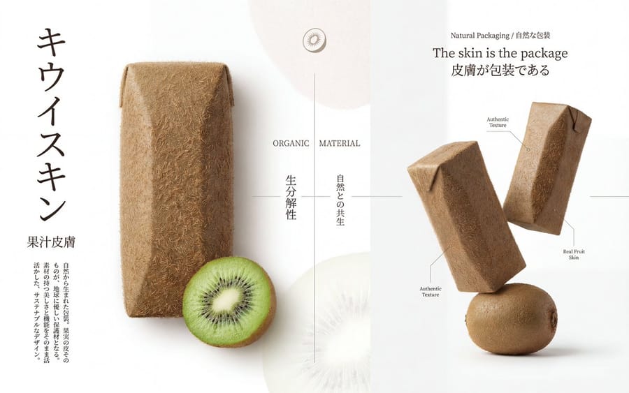 Premium Japanese-Style Kiwi Juice Skin Packaging Poster