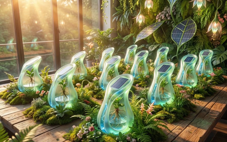 Solarpunk Product Showcase with Bioluminescence