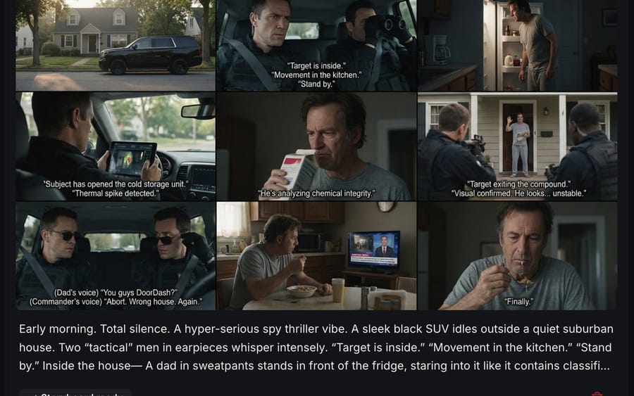 Spy Thriller Comedy Storyboard Prompt