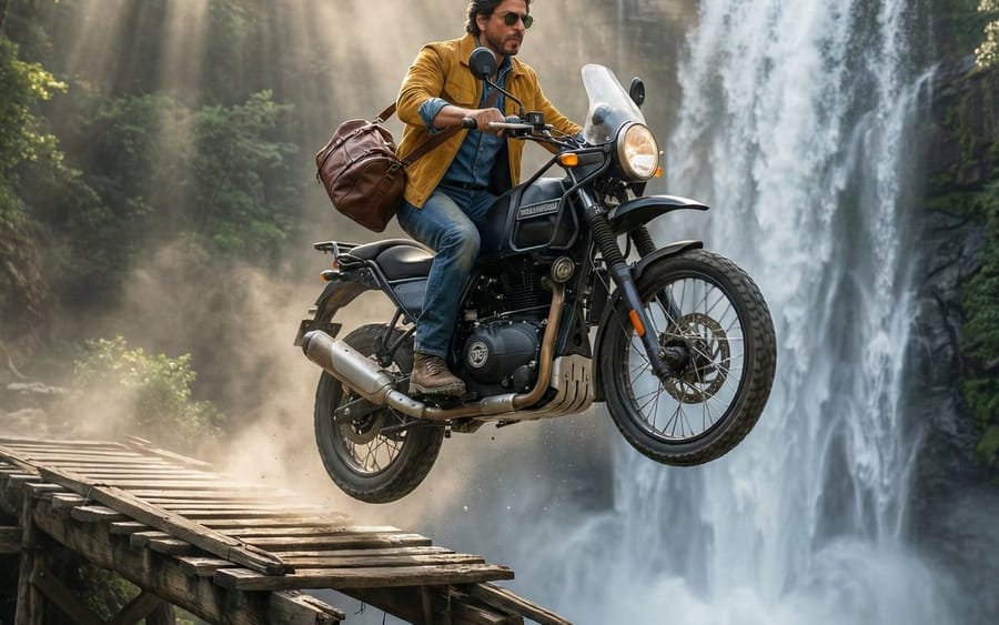 SRK Motorcycle Jump Action Shot Prompt