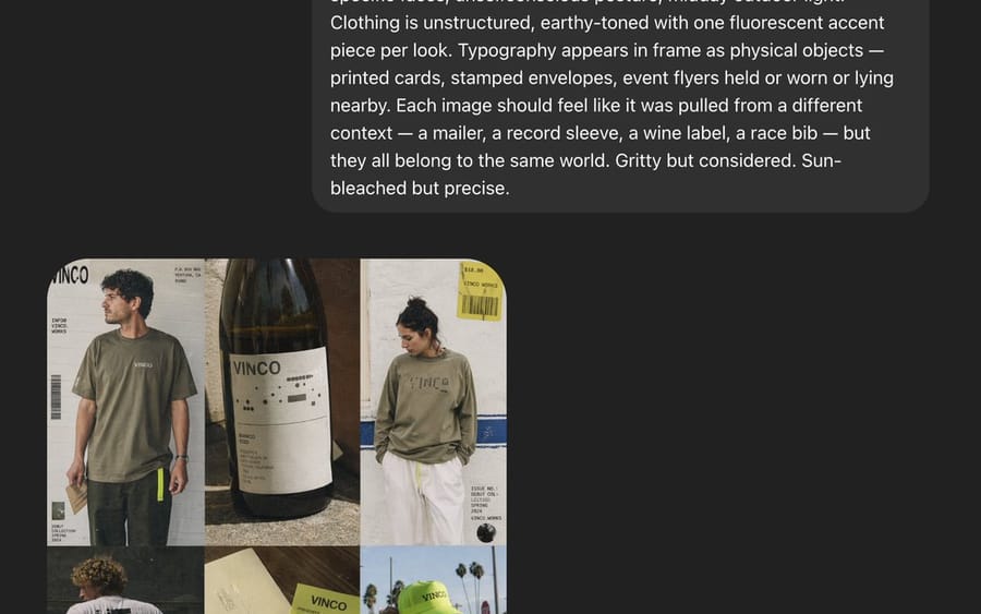Capture d'écran de moodboard éditorial VINCO