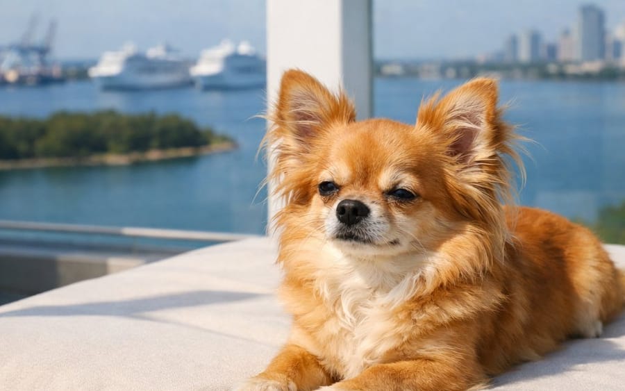 Structured Photorealistic Chihuahua on Balcony
