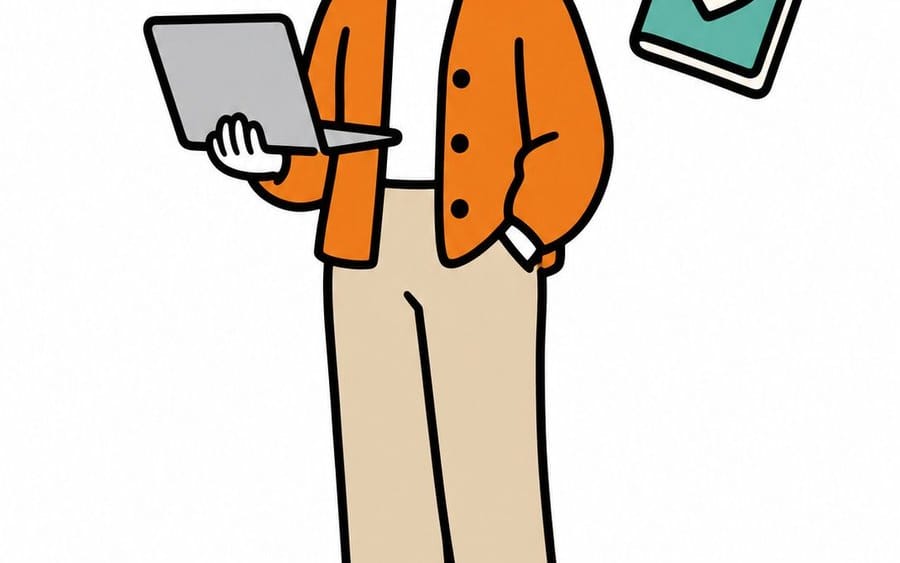 Étudiante stagiaire tenant un ordinateur portable