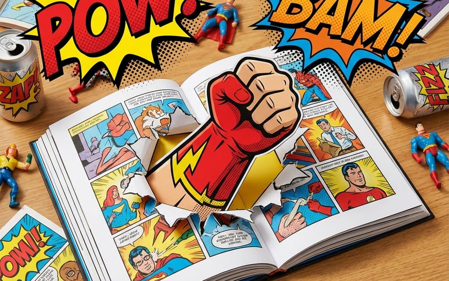 Superhero Comic Book Pop Art Diorama Prompt