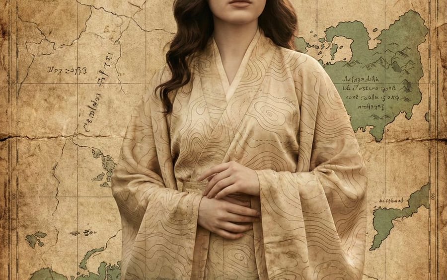 Surreal Fine-Art Portrait Emerging from Ancient Map