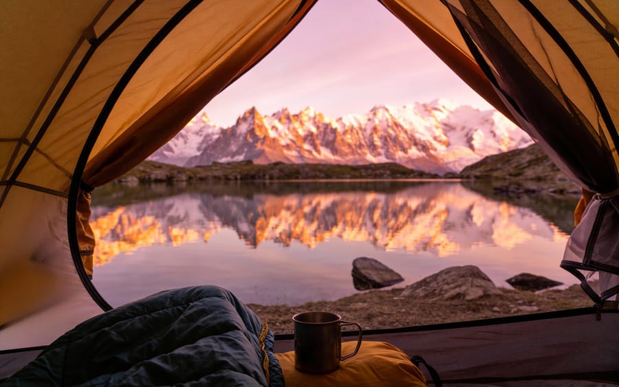 Tent View of Mountain Landscape