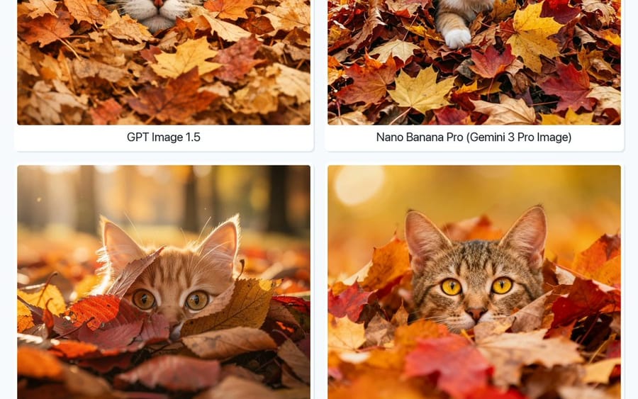 Text-to-Image Prompt: Curious Cat in Autumn Leaves