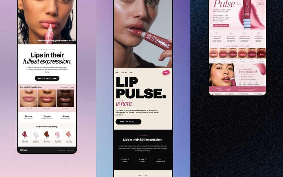 Trois landing pages mobiles pour la beauté