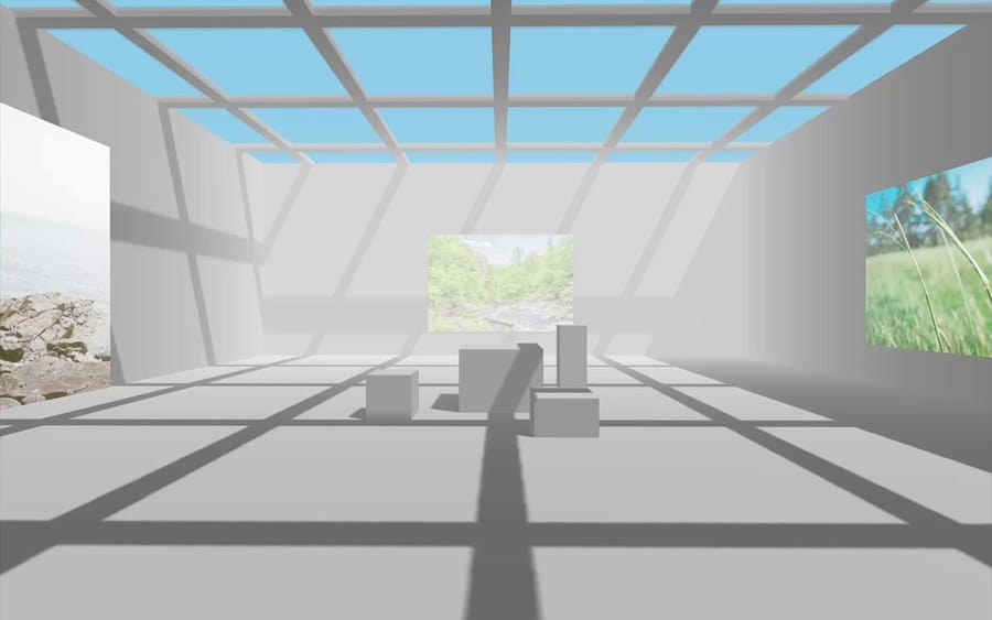 Three.js museum walkthrough scene