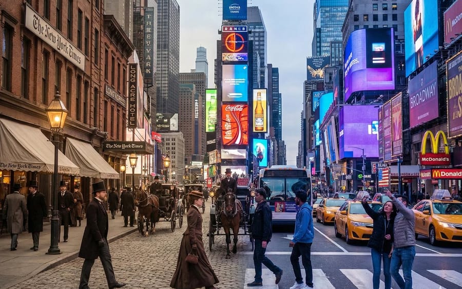 Times Square Time-Blend Split-Screen