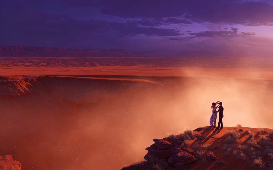 Ultra-Real 16K Cinematic Scene of Romantic Date on Mars