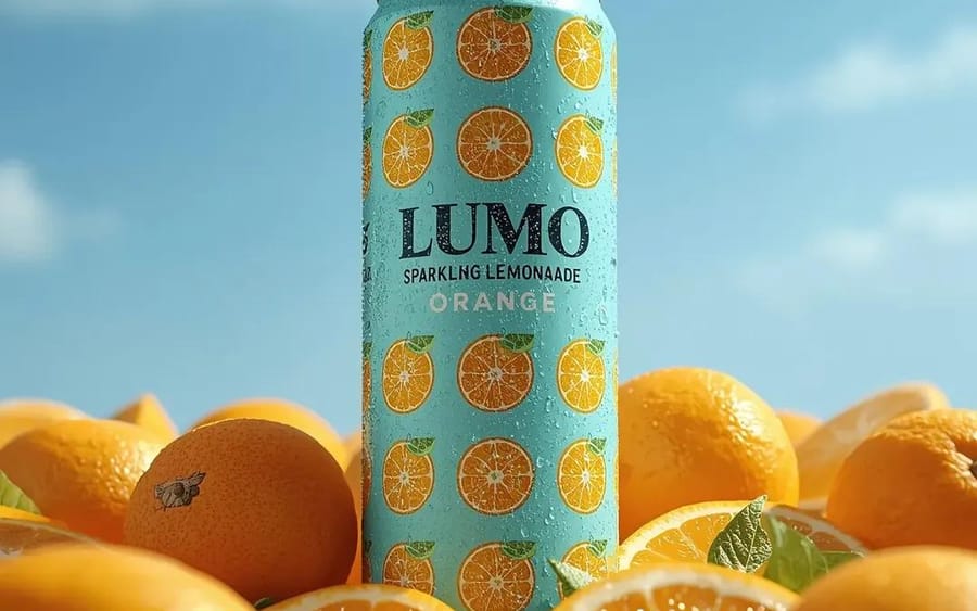 Photographie publicitaire de boissons ultra-réaliste (LUMO Soda)