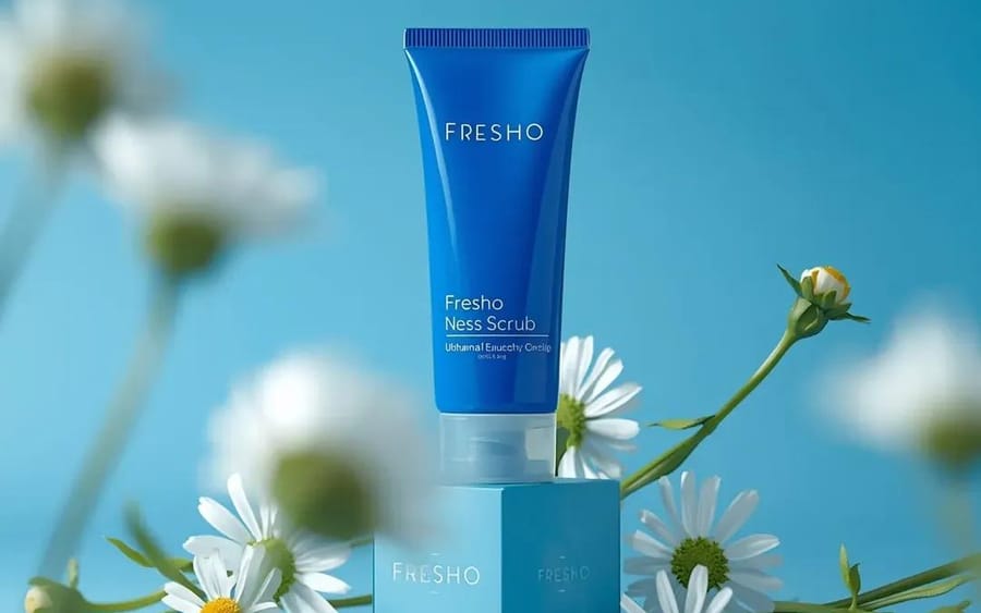 Prompt pour une photographie ultra-réaliste de produit de soin (Bleu Cobalt)