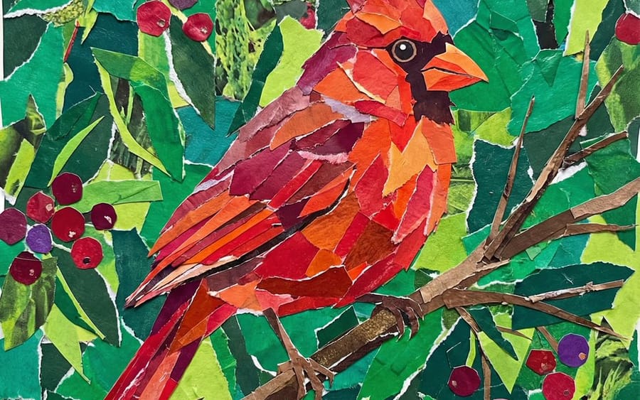 Vibrant Cardinal Collage Prompt