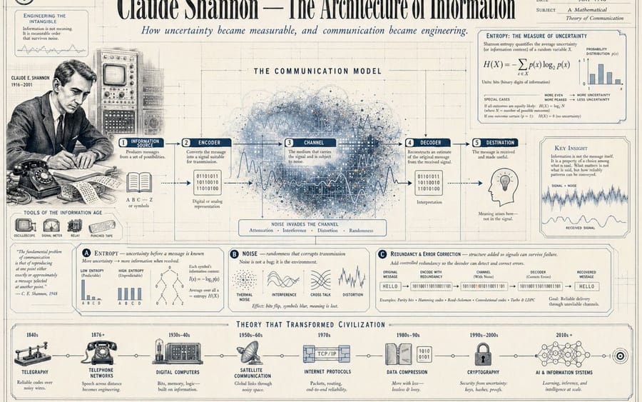 Vintage Claude Shannon Infographic Poster