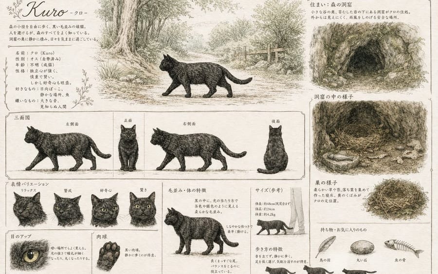 Vintage Creature Concept Art Sheet