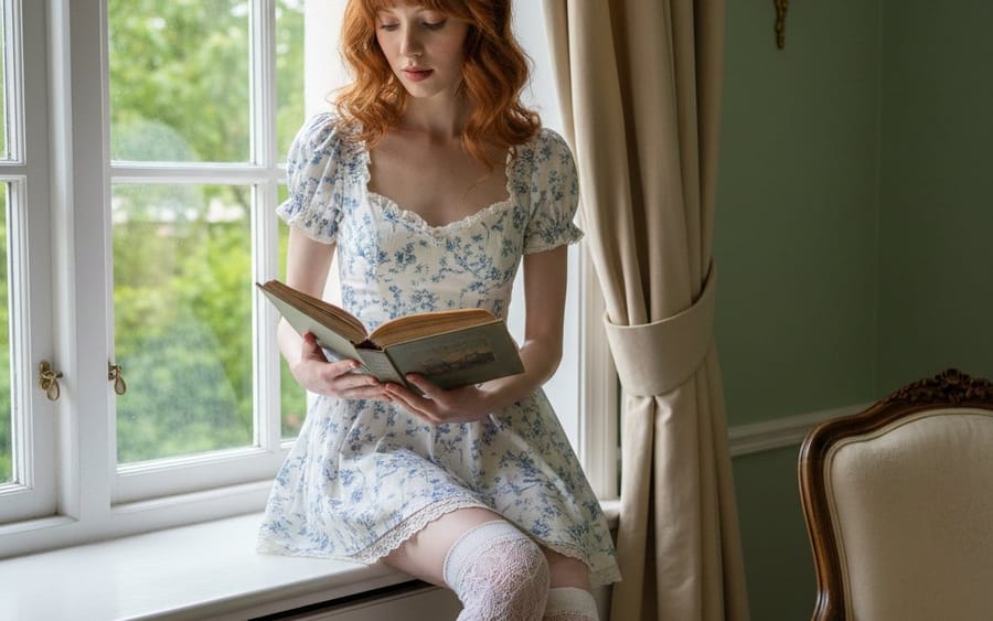 Vintage Interior Portrait with Copper Hair