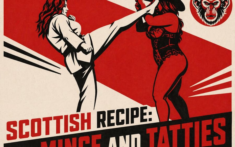 Vintage Red Propaganda Fight Poster