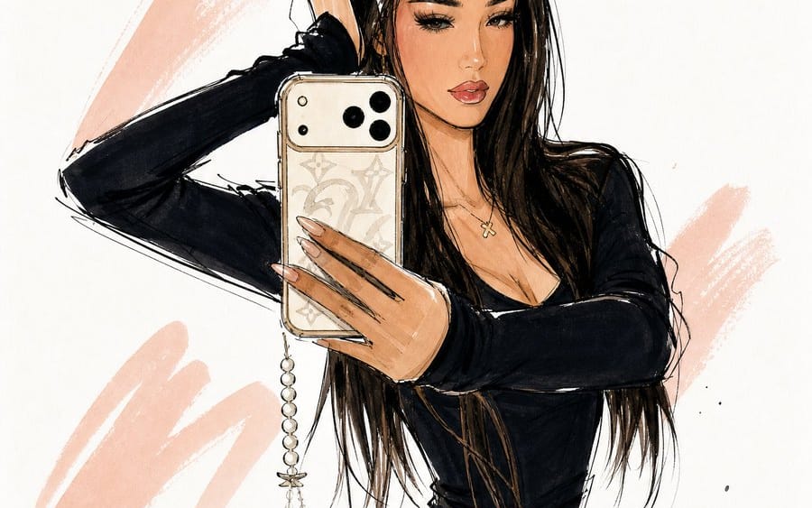 Croquis d'illustration de mode style Vogue