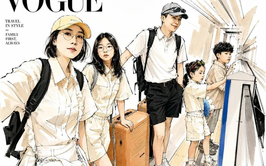 Ilustração de Viagem em Aquarela Estilo Vogue