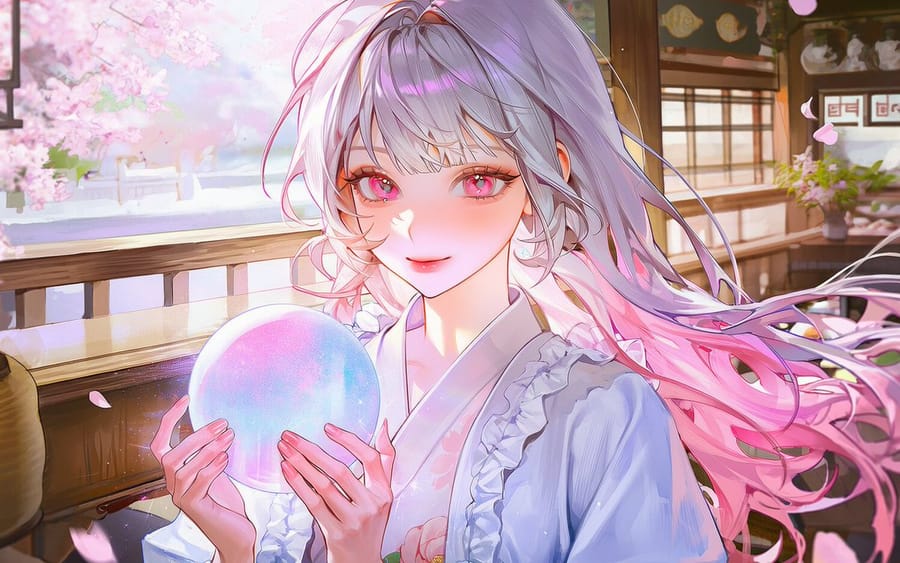 Watercolor Japanese Spring Fortune Teller Cafe Prompt