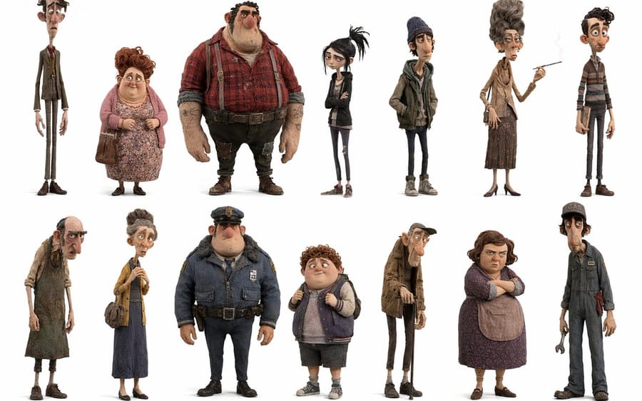 Elenco de Habitantes de Cidade com Animação Caprichosa