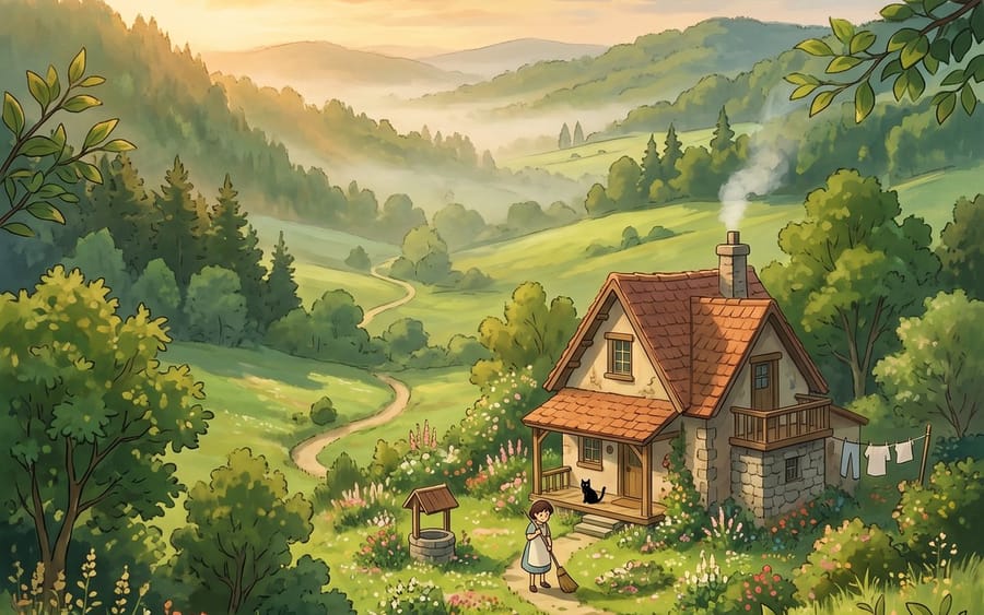 奇幻小屋山谷日出