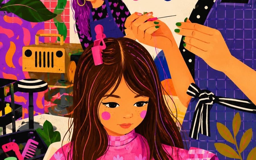 Illustrations fantaisistes de salons et de cafés