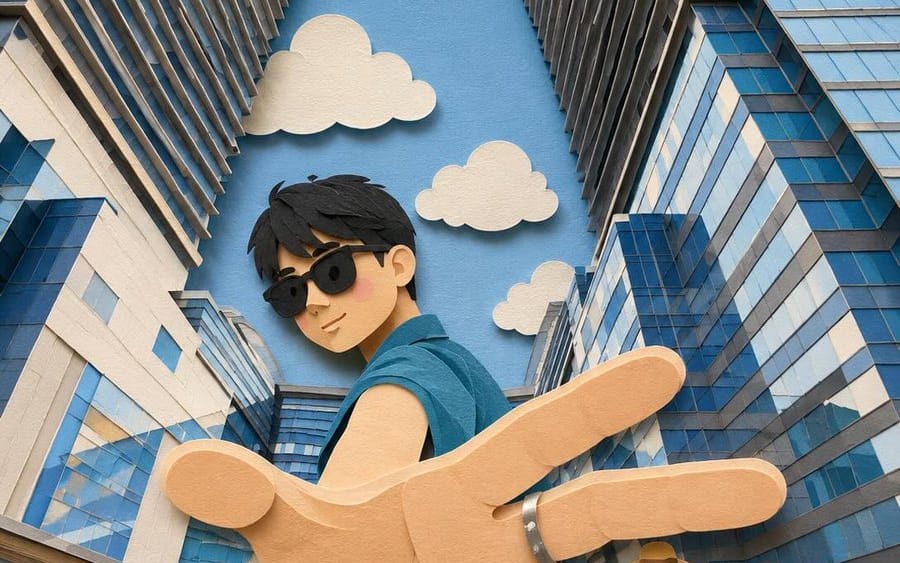 Ilustração de Viagem em Paper-Cut Criativa