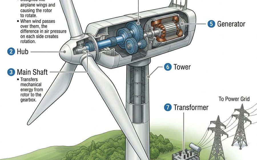 Schéma technique d'une éolienne