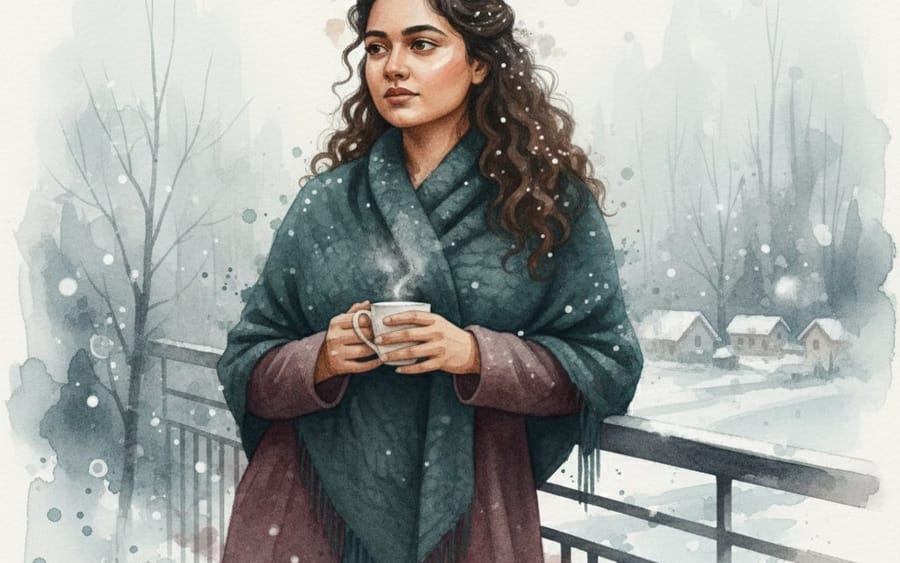 Winter Watercolor Portrait with Identity Lock Prompt