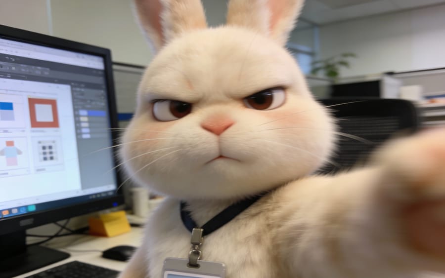 World-Weary Office Bunny Selfie