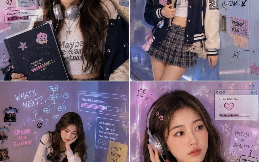 Fotos de graduación universitarias estilo Y2K K-Pop
