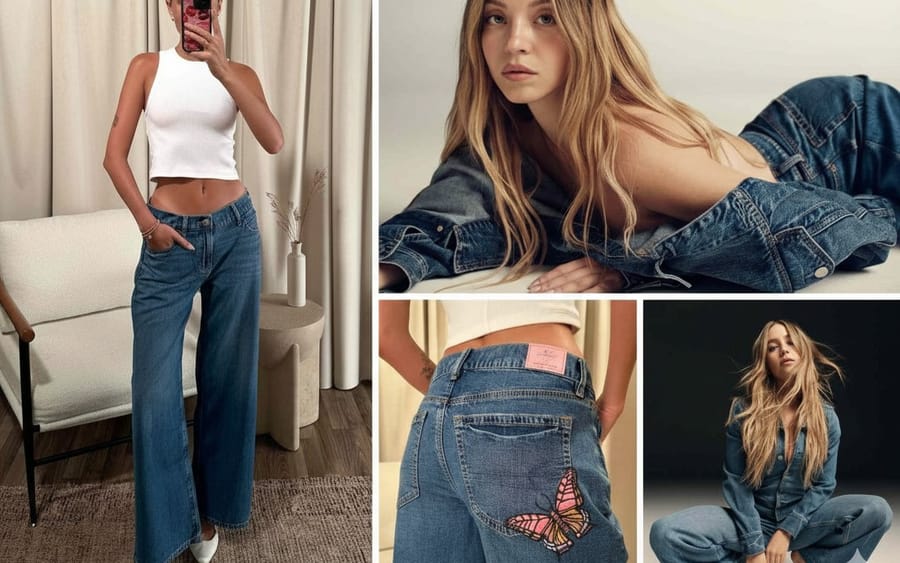 Y2K Grunge Denim Fashion Collage