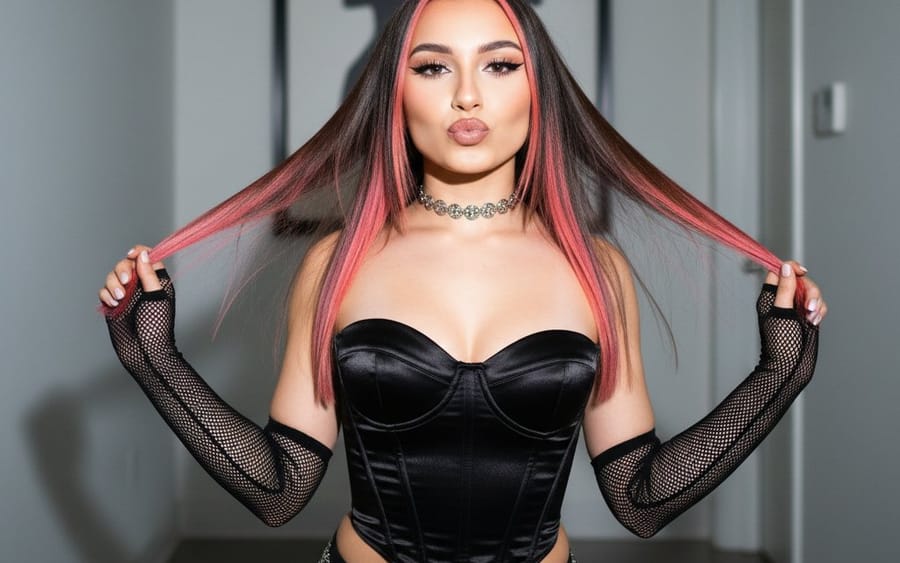 Y2K Influencer Flash Photography Portrait
