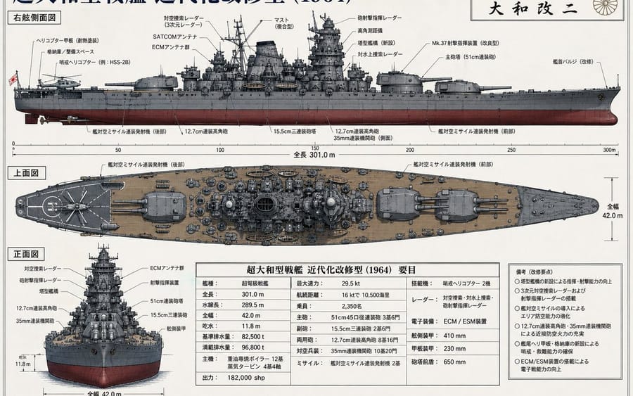 Plan de modernisation d'un cuirassé japonais