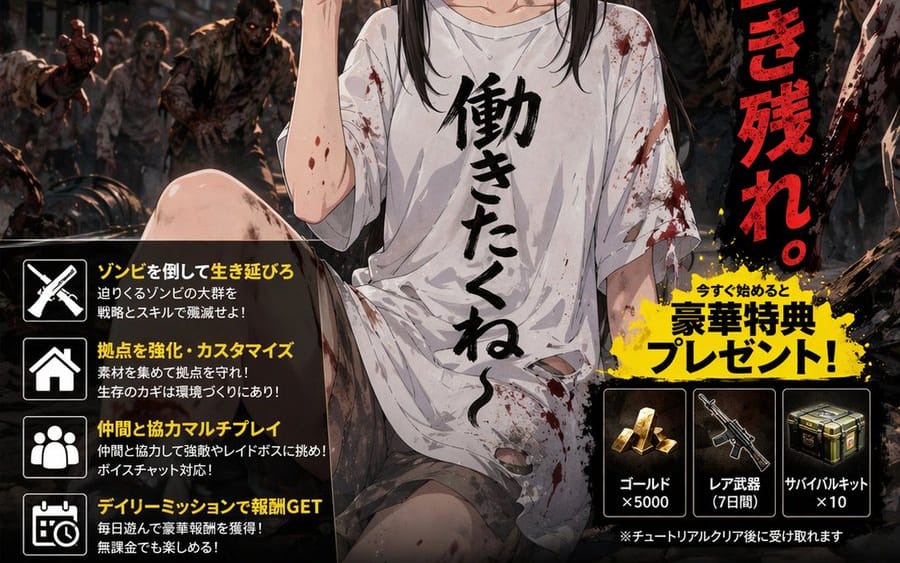 殭屍生存 RPG 動漫風格廣告海報