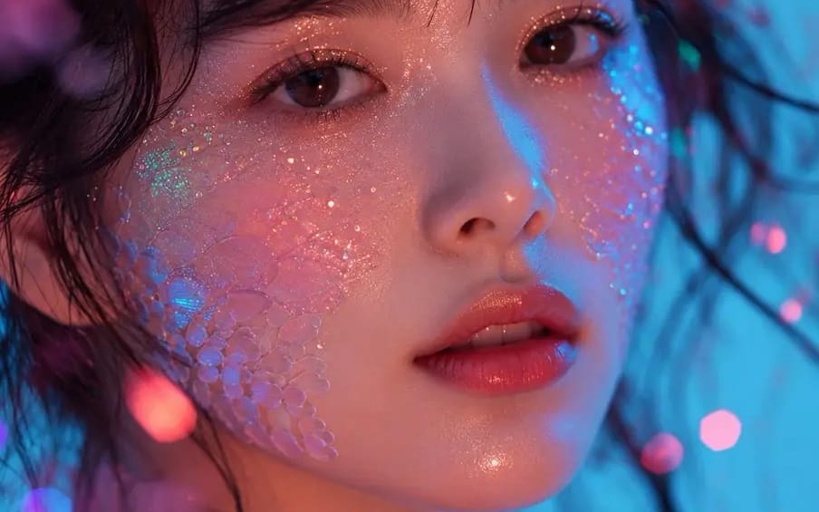 Ultra-realistic cinematic beauty portrait of a young East